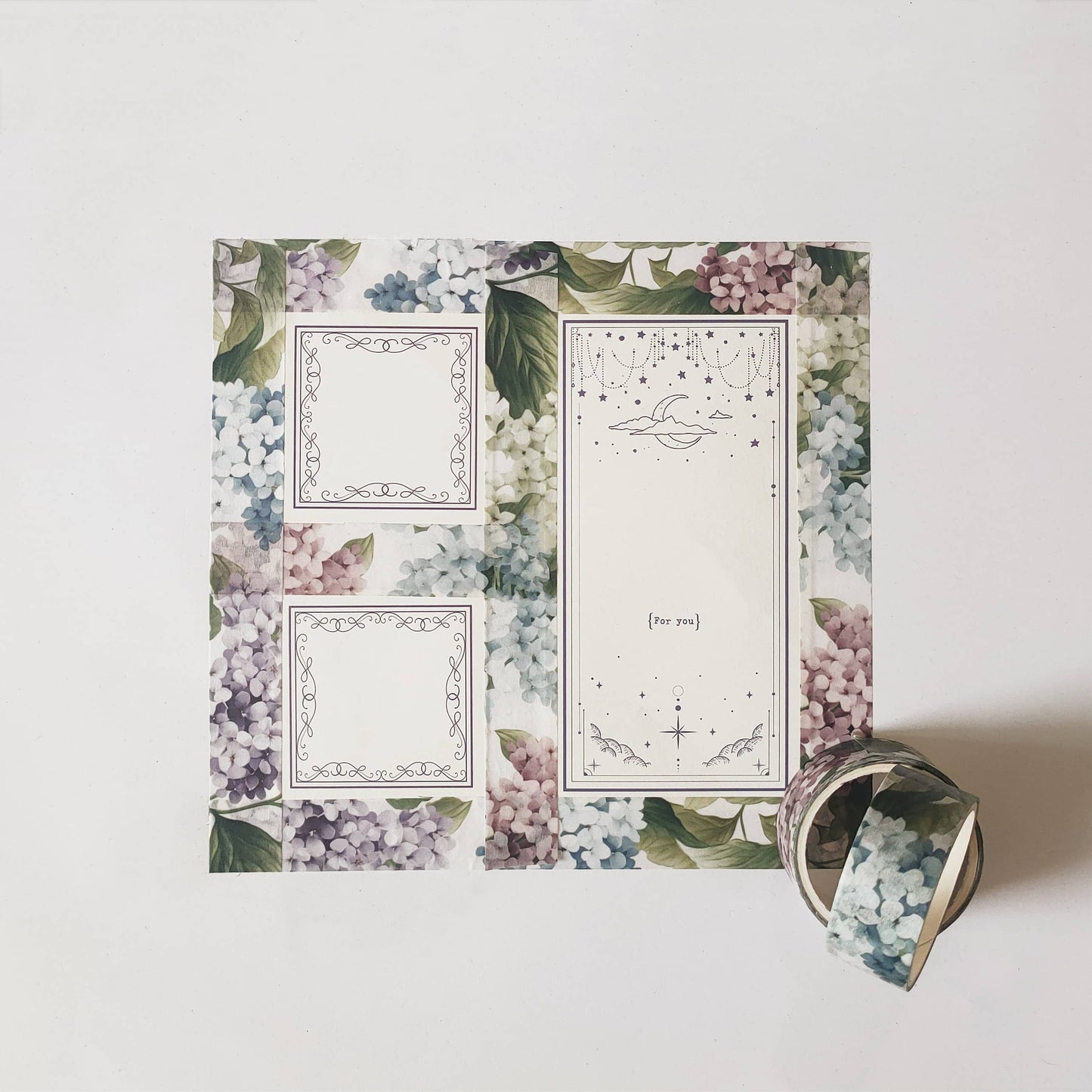 Floral Washi Tape Set - Hydrangea Washi Tape Layout