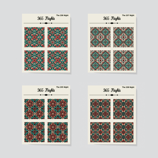 Red Green Mediterranean Tiles Washi Sticker - Journal Diary Background Sticker