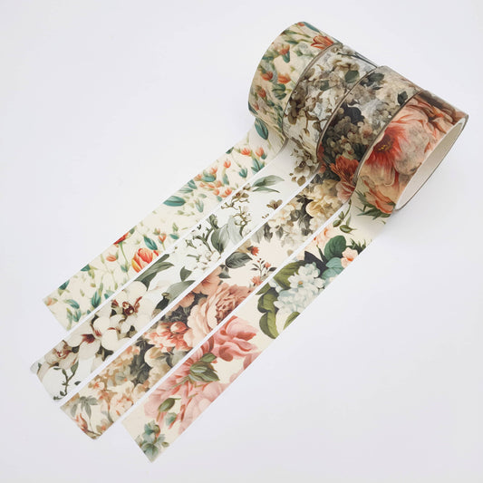 Spring Floral Washi Tape Set - Peony Carnation Orchid Tulip Washi Tape