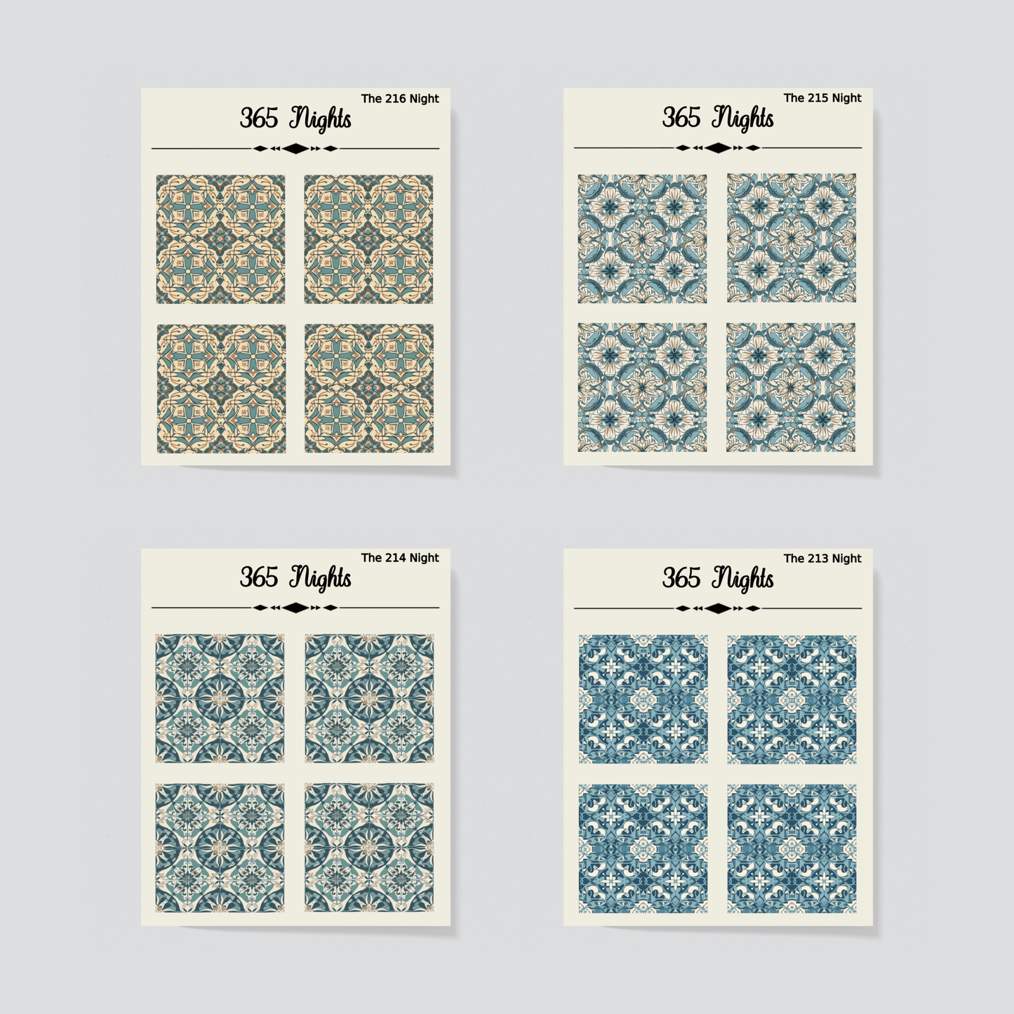 Blue Mediterranean Tiles Washi Sticker Set - Journaling Background Sticker