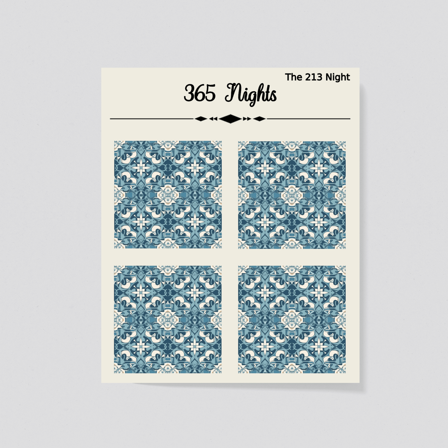 Blue Mediterranean Tiles Washi Sticker Set - Journaling Background Sticker 1