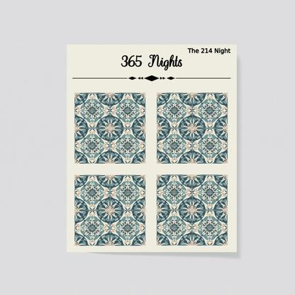 Blue Mediterranean Tiles Washi Sticker Set - Journaling Background Sticker 4