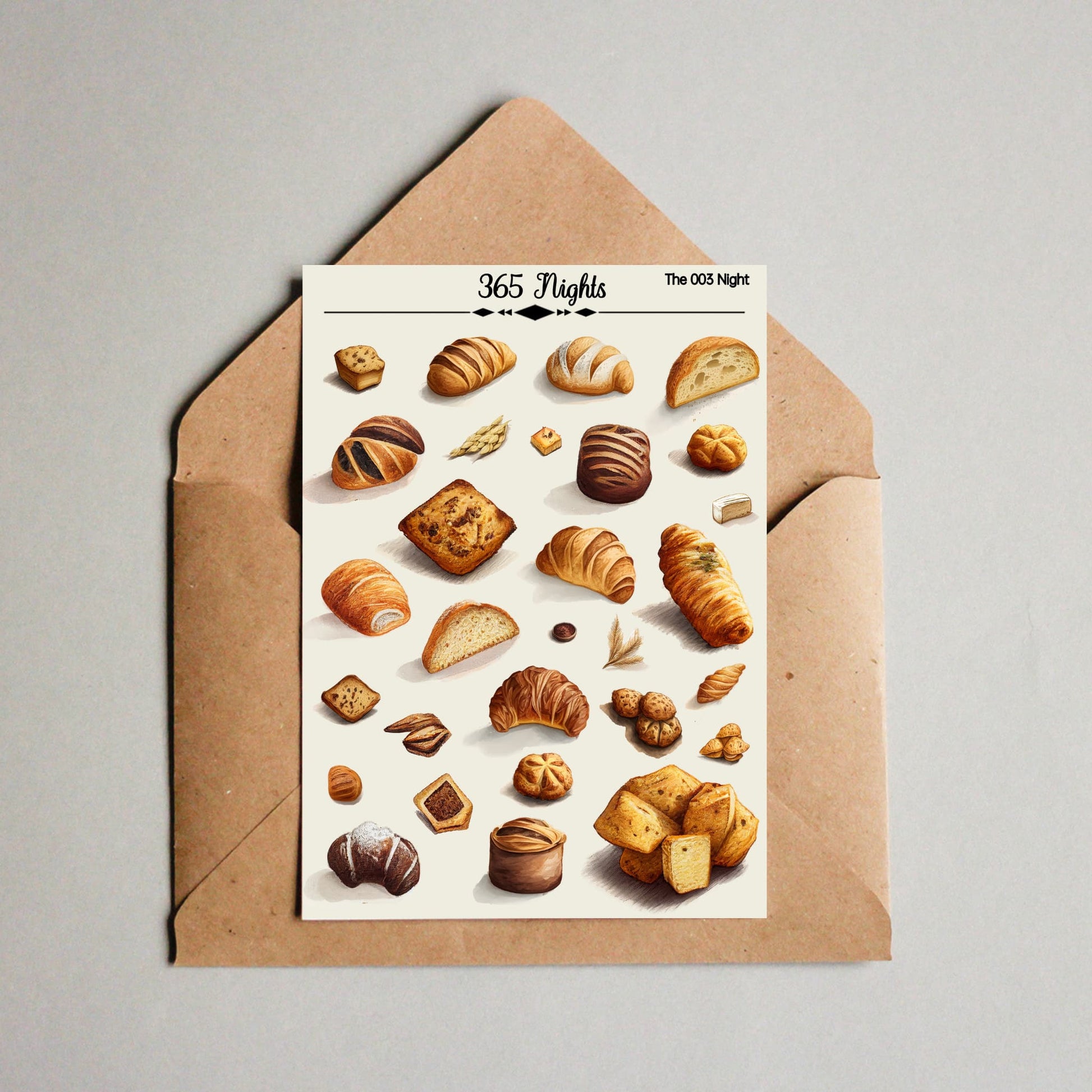 Bread Washi Sticker - Bakery Washi Sticker A6 size Pre-cut sheet