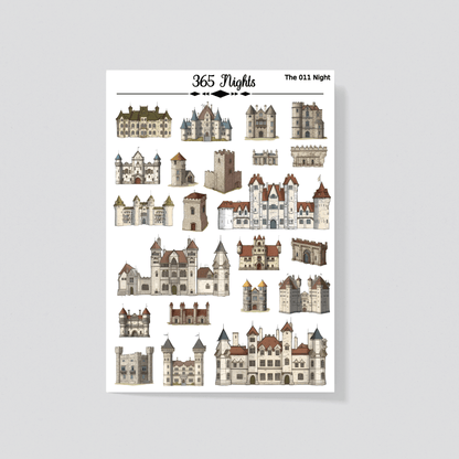 Castle Washi Sticker - Barbacan Tower Washi Sticker A6 size Pre-cut sheet