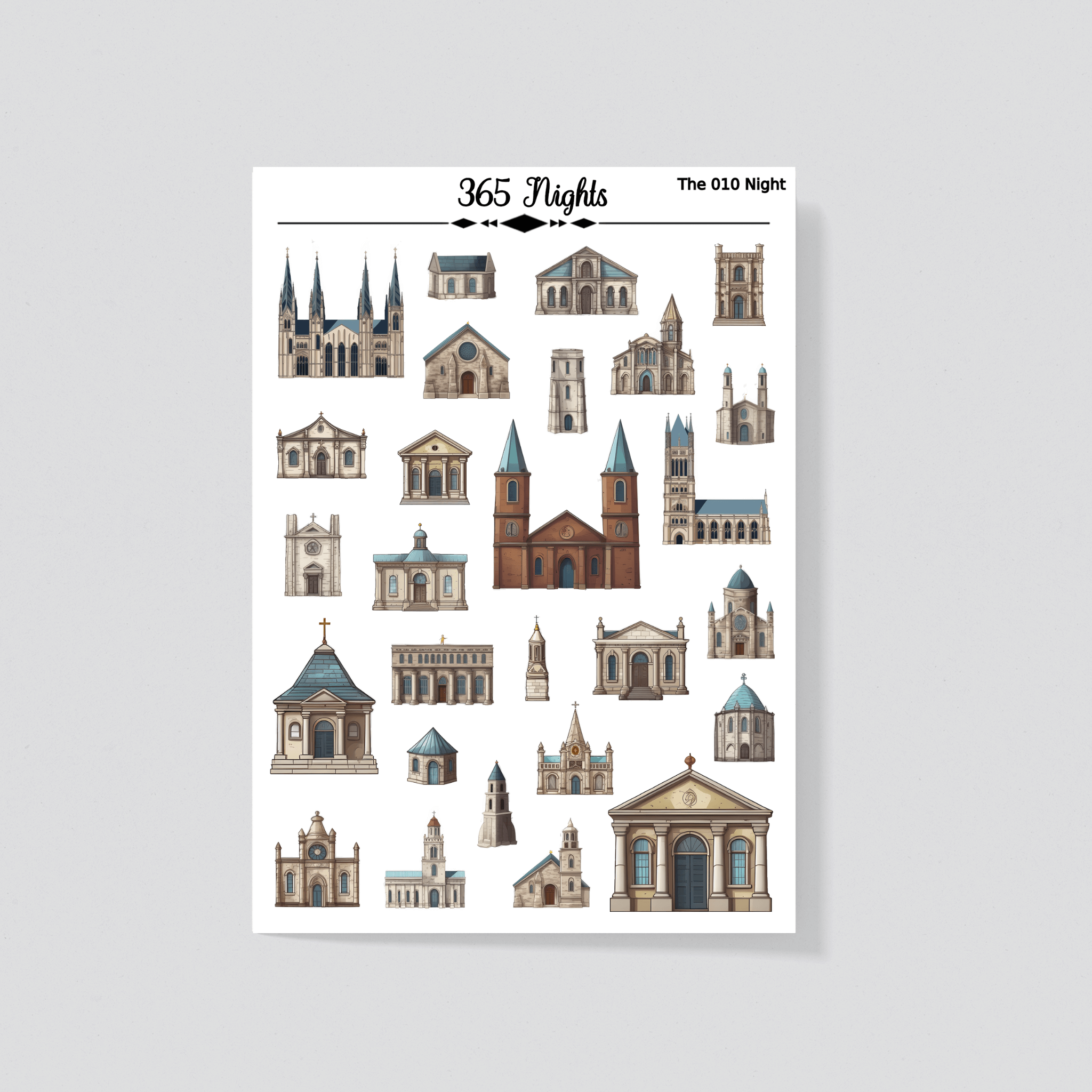 Cathedral Washi Sticker - Church Washi Sticker A6 size Pre-cut sheet ...