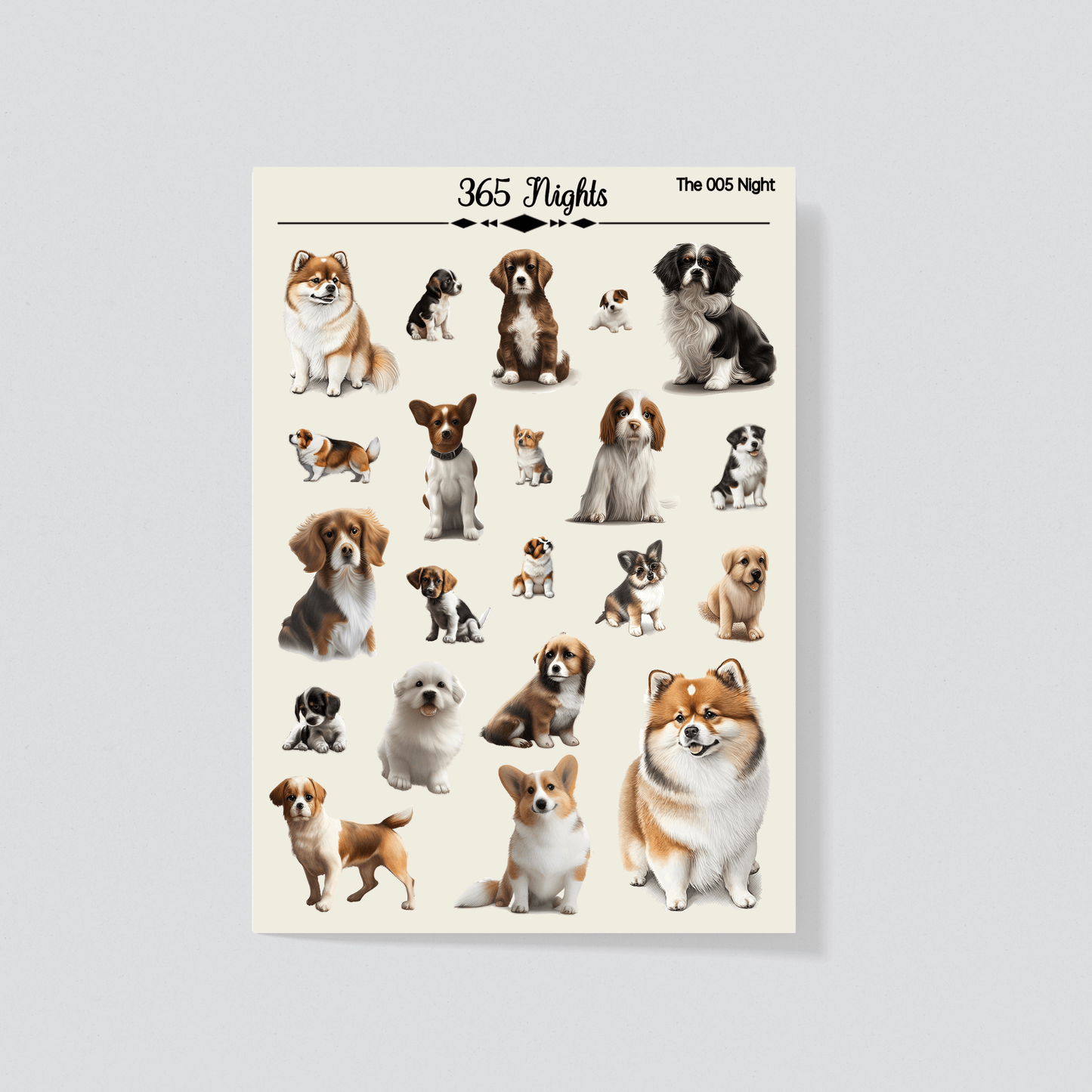 Dog Washi Sticker - Puppy Doggy Washi Sticker A6 size Pre-cut sheet