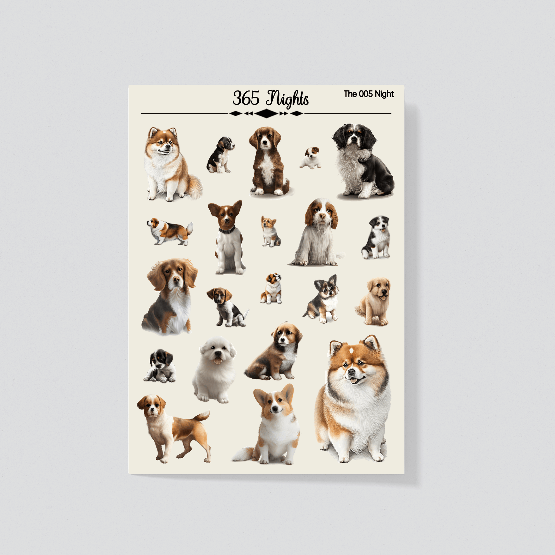 Dog Washi Sticker - Puppy Doggy Washi Sticker A6 size Pre-cut sheet