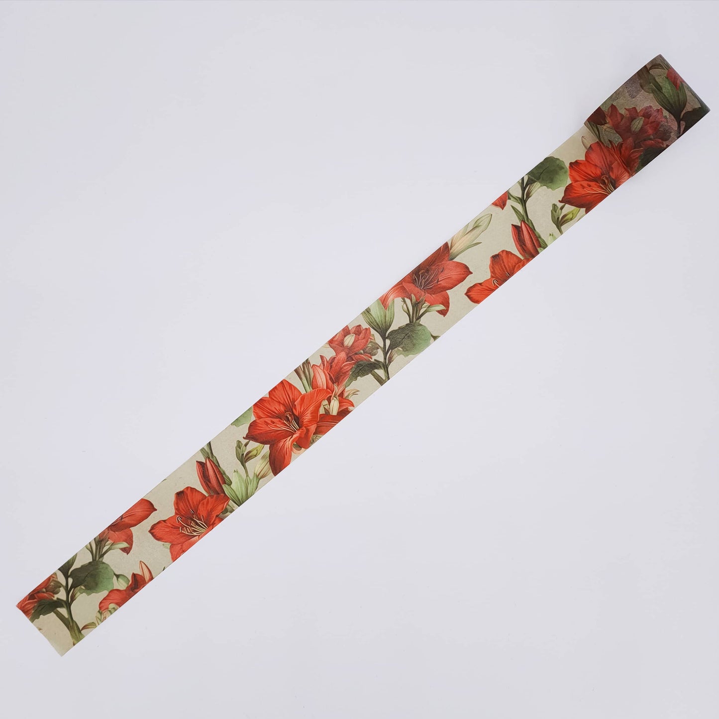 Festival Botany Washi Tape Set - Winter Holiday Masking Tape Amaryllis Loop