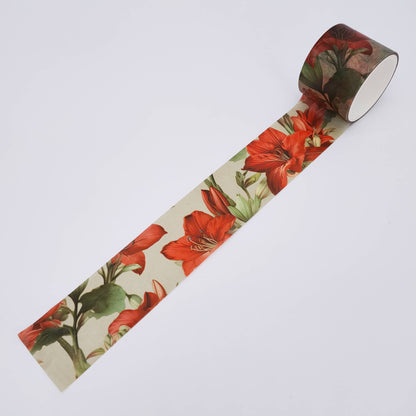 Festival Botany Washi Tape Set - Winter Holiday Masking Tape Amaryllis Roll