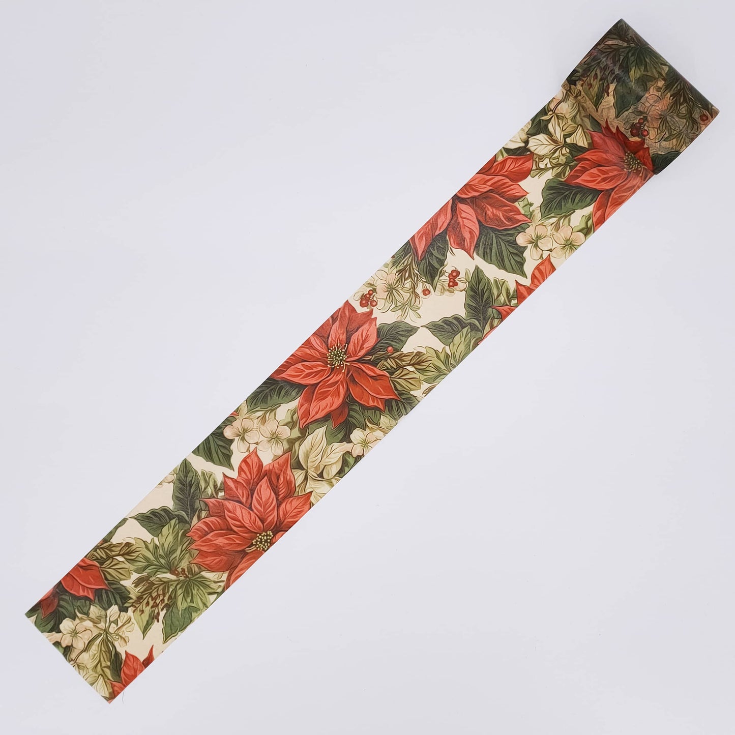 Festival Botany Washi Tape Set - Winter Holiday Masking Tape Poinsettia Loop