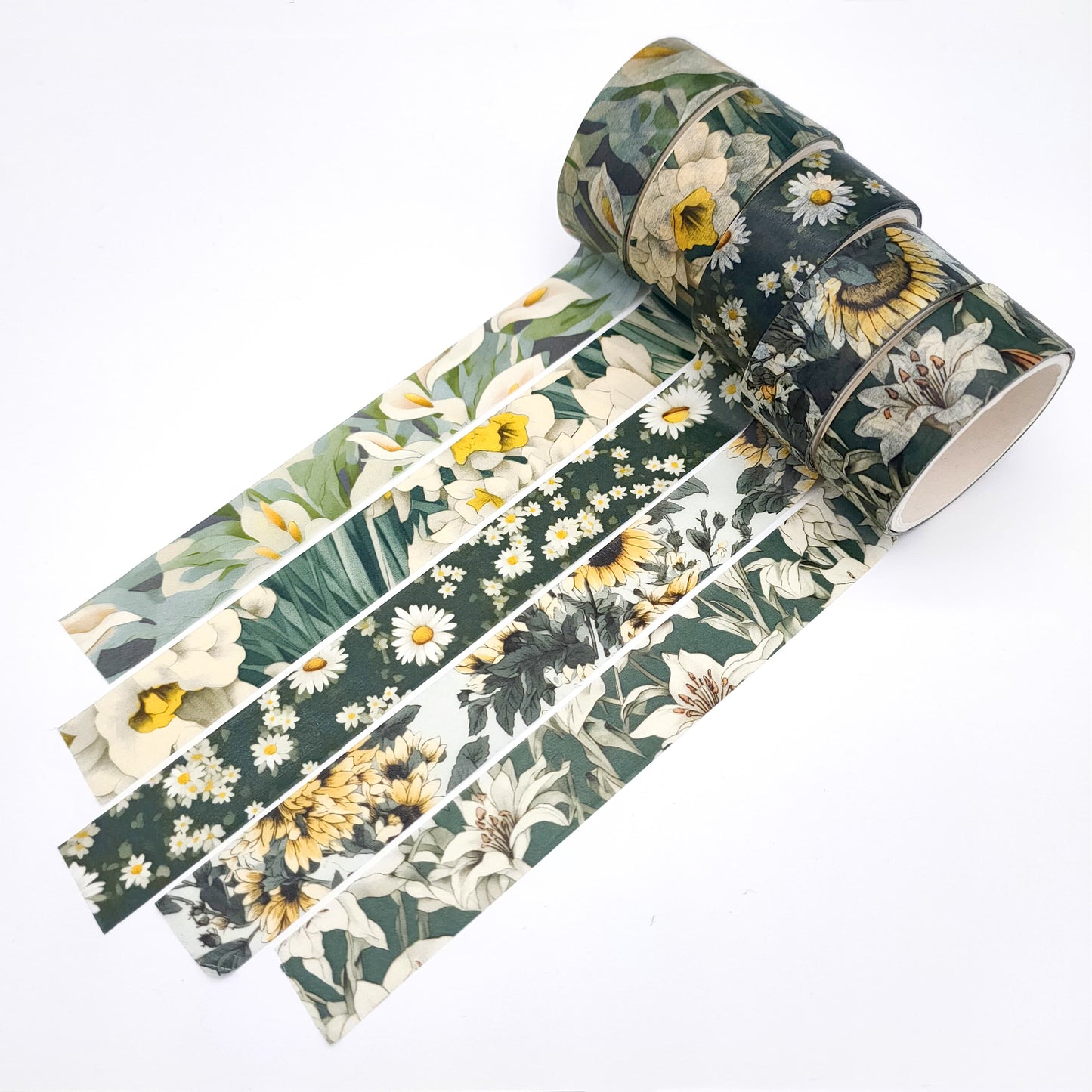 Floral Washi Tape Set - Daisy Calla Lily Sunflower Daffodil Washi Tape