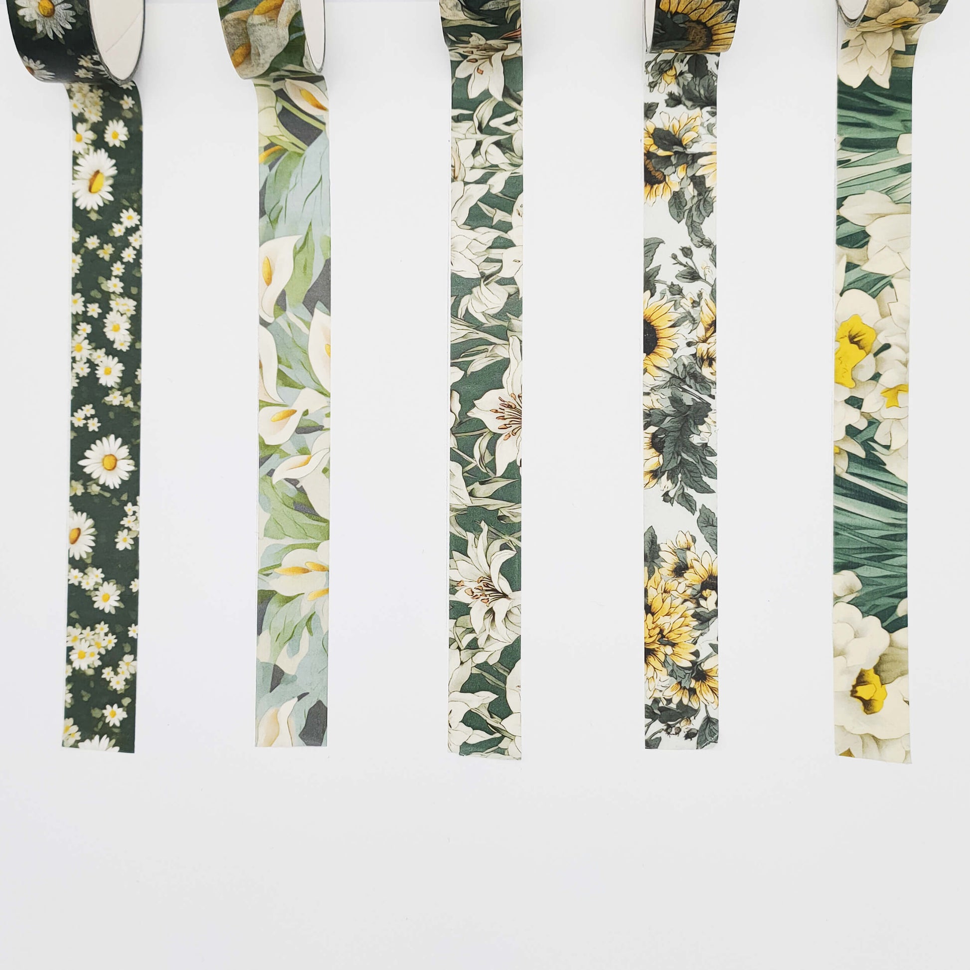 Floral Washi Tape Set - Daisy Calla Lily Sunflower Daffodil Washi Tape Loop