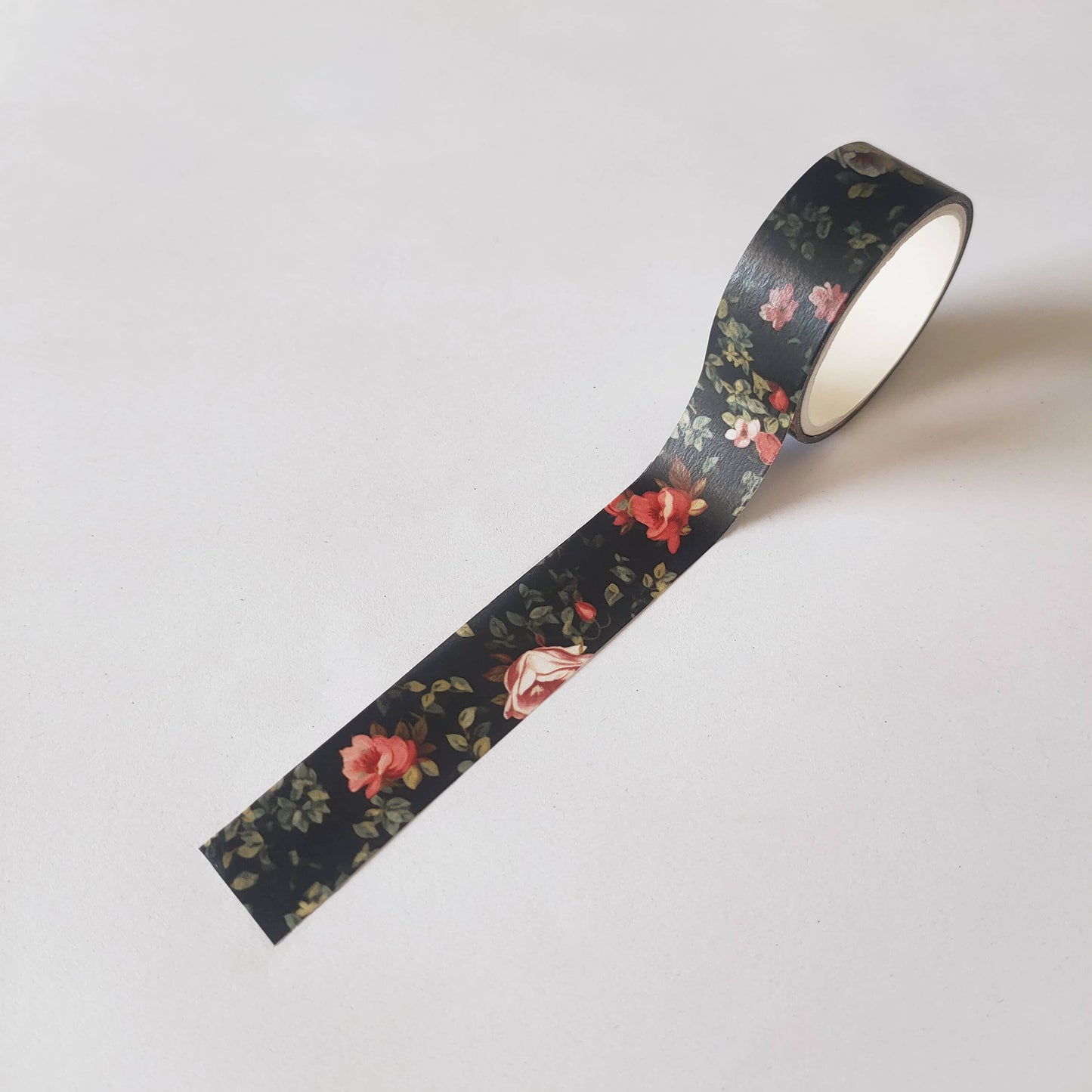 Floral Washi Tape Set - Dark Bloom Rose Flower Washi Tape