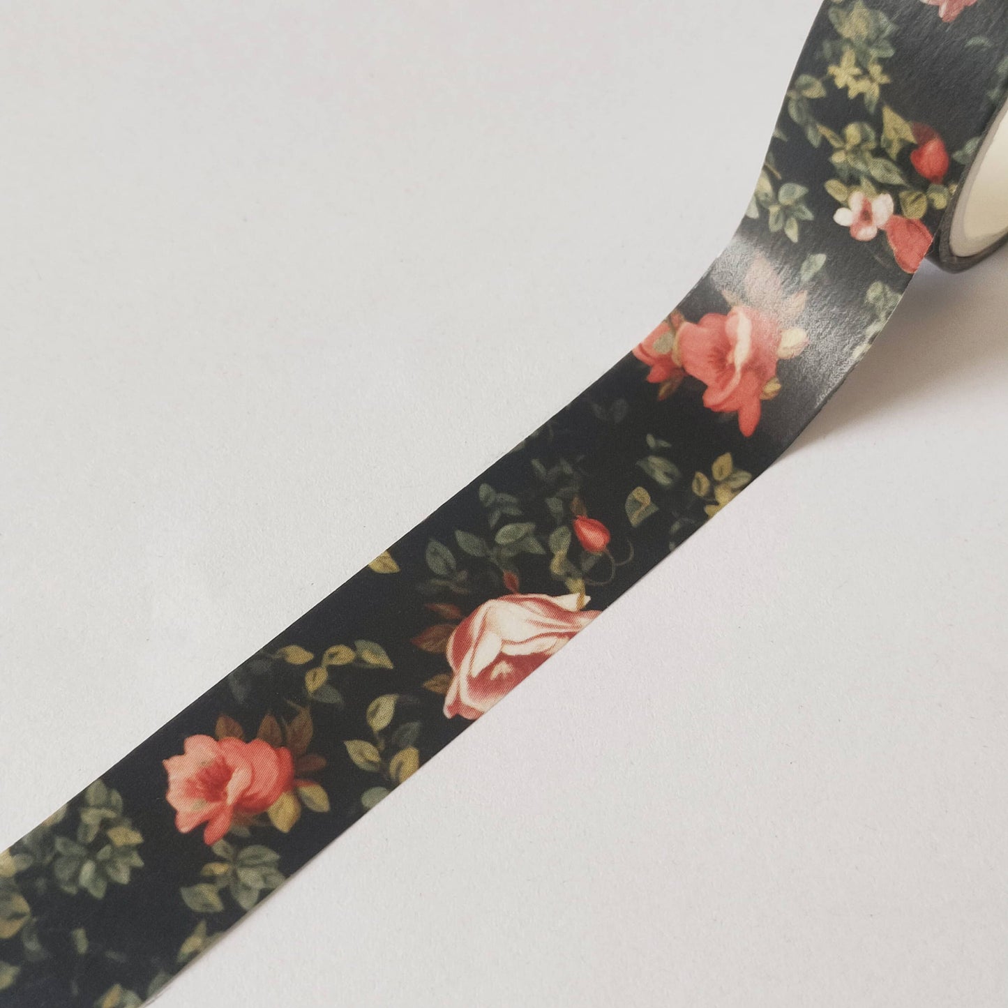 Floral Washi Tape Set - Dark Bloom Rose Flower Washi Tape Details