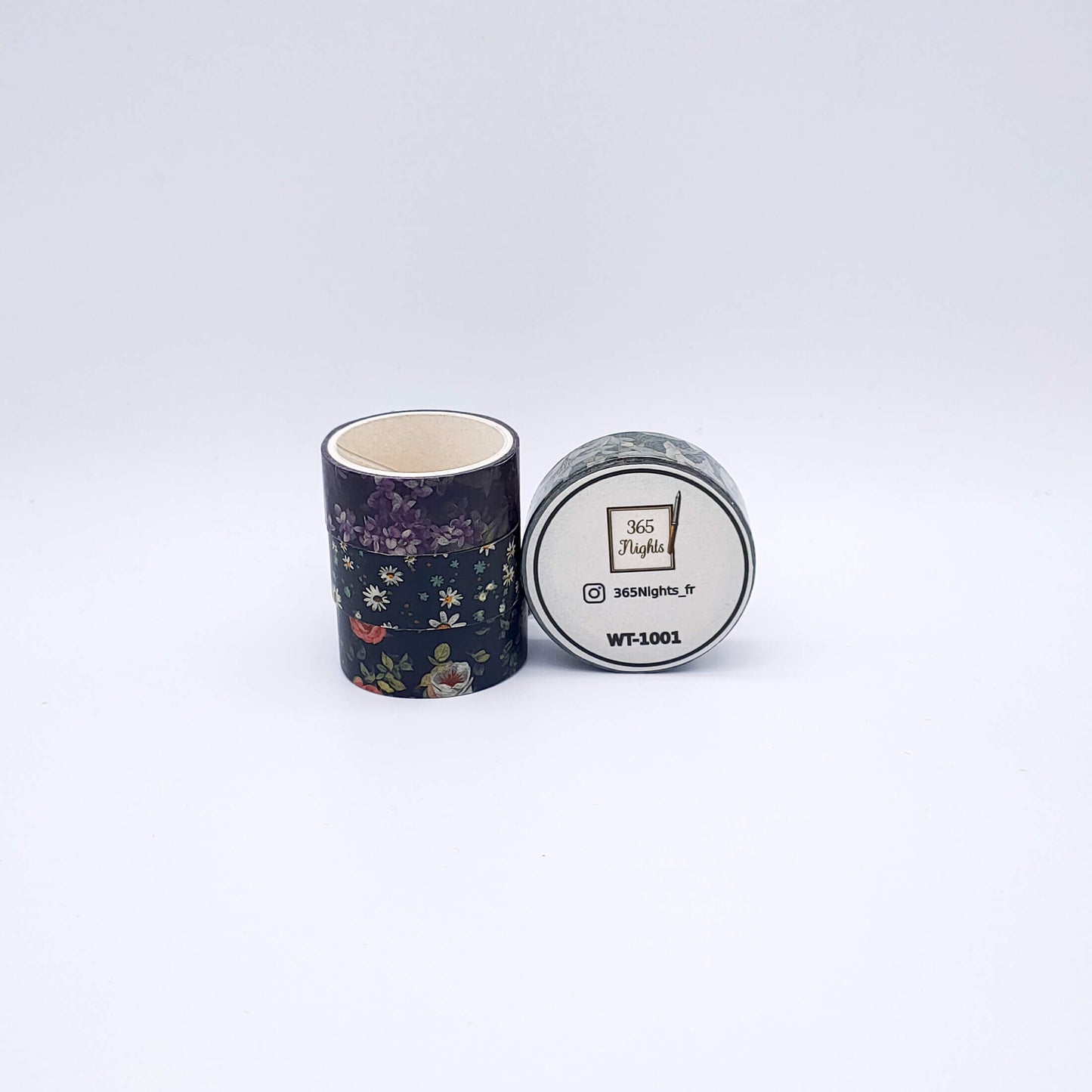 Floral Washi Tape Set - Dark Bloom Rose Lilac Daisy Flower Washi Tape Rolls