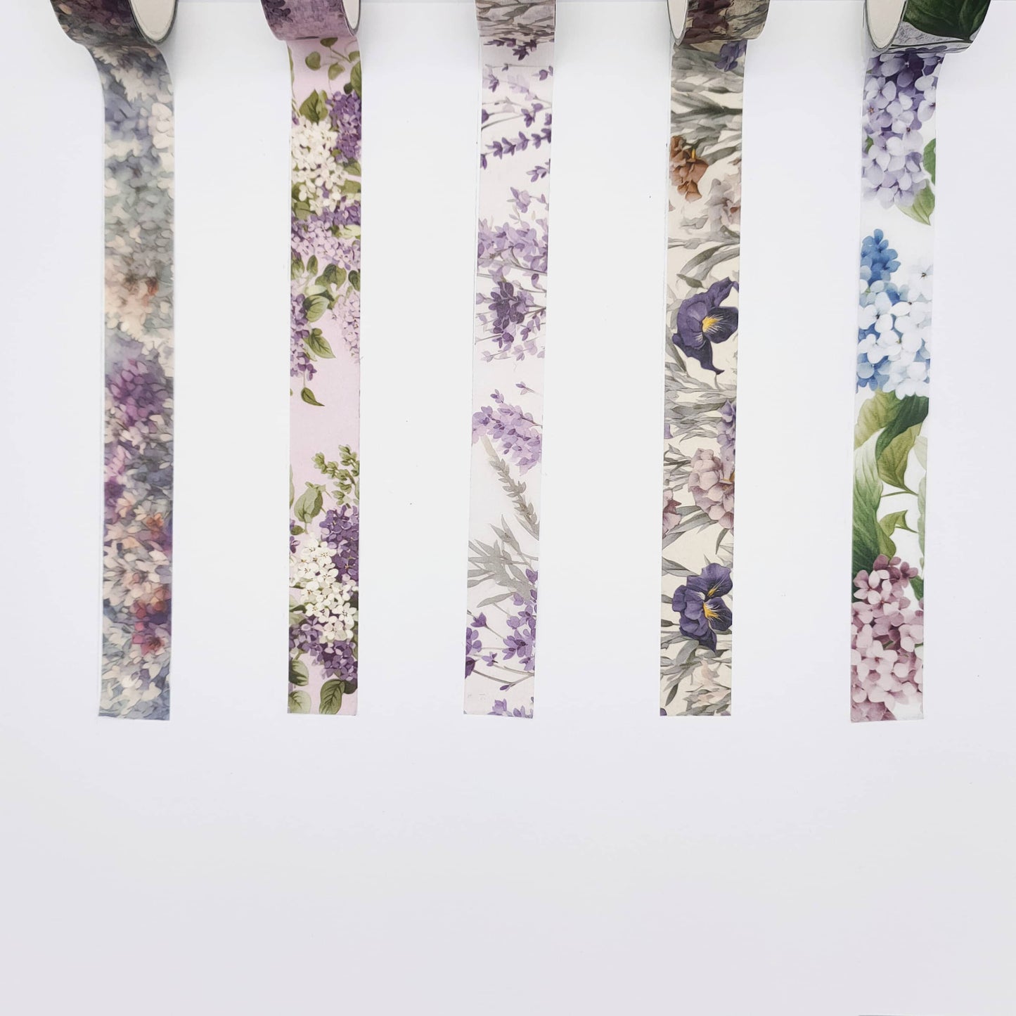 Floral Washi Tape Set - Lavender Iries Hydrangea Summer Flower Washi Tape Loop