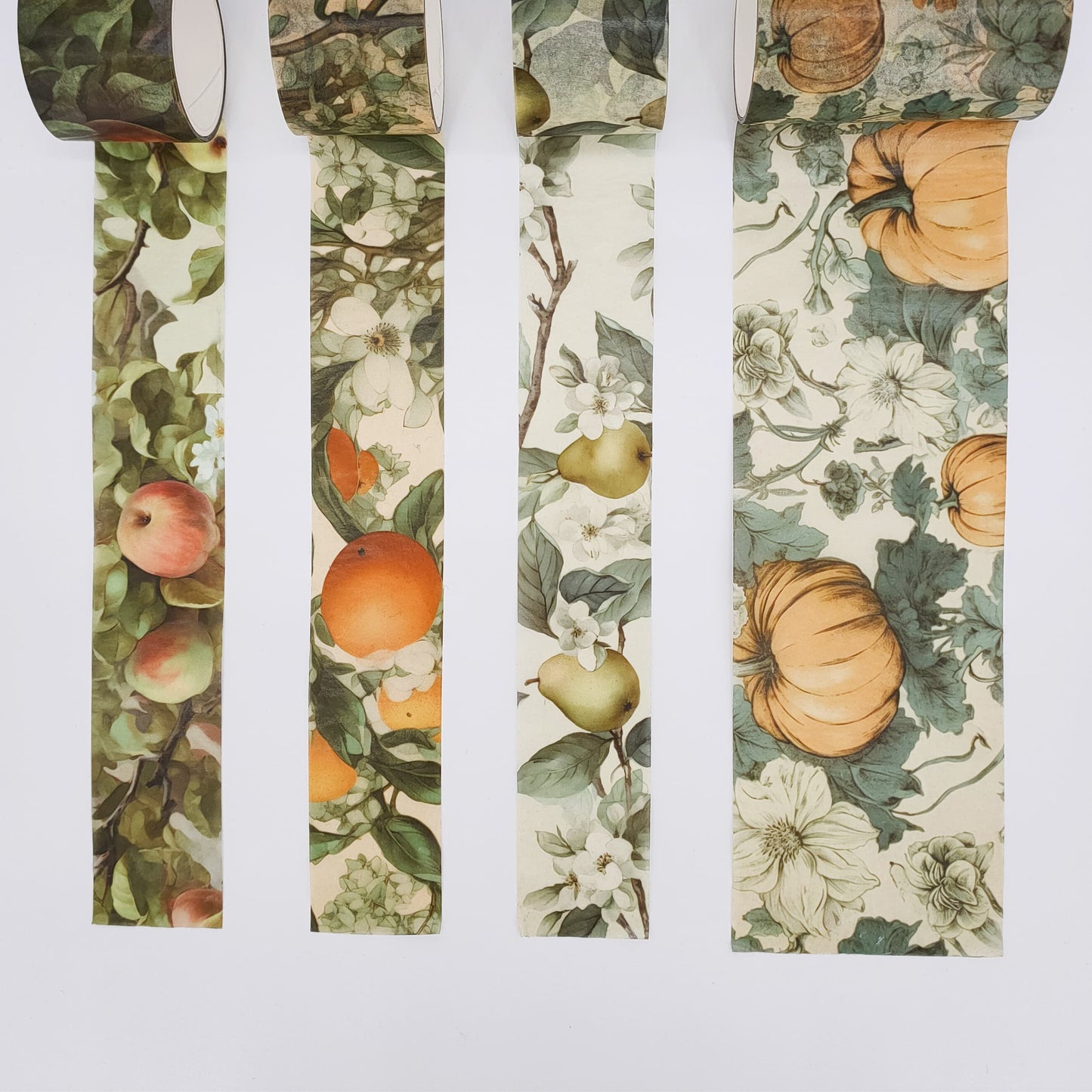 Fruit Harvest Washi Tape Set - Autumn Masking Tape Pumpkin Clementine Pear Apple Loop