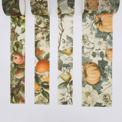 Fruit Harvest Washi Tape Set - Autumn Masking Tape Pumpkin Clementine Pear Apple Loop