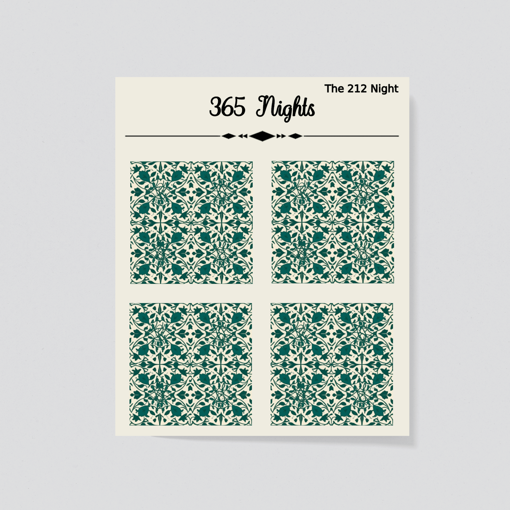 Green Mediterranean Tiles Washi Sticker - Bullet Journal Background Stickers D