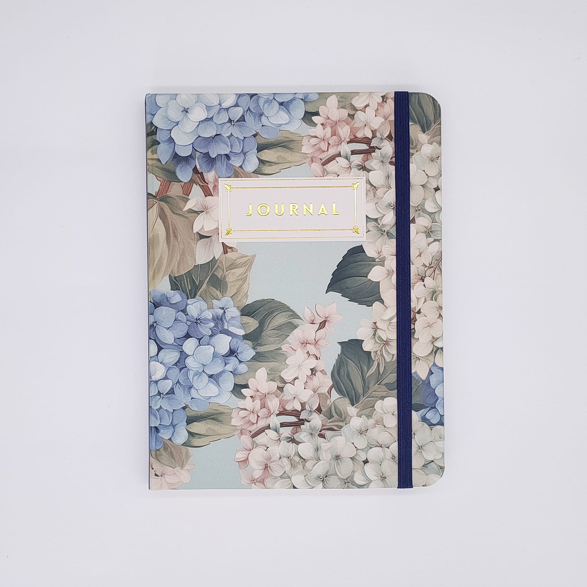 Hydrangeas Hard Cover Journal with enclosure band