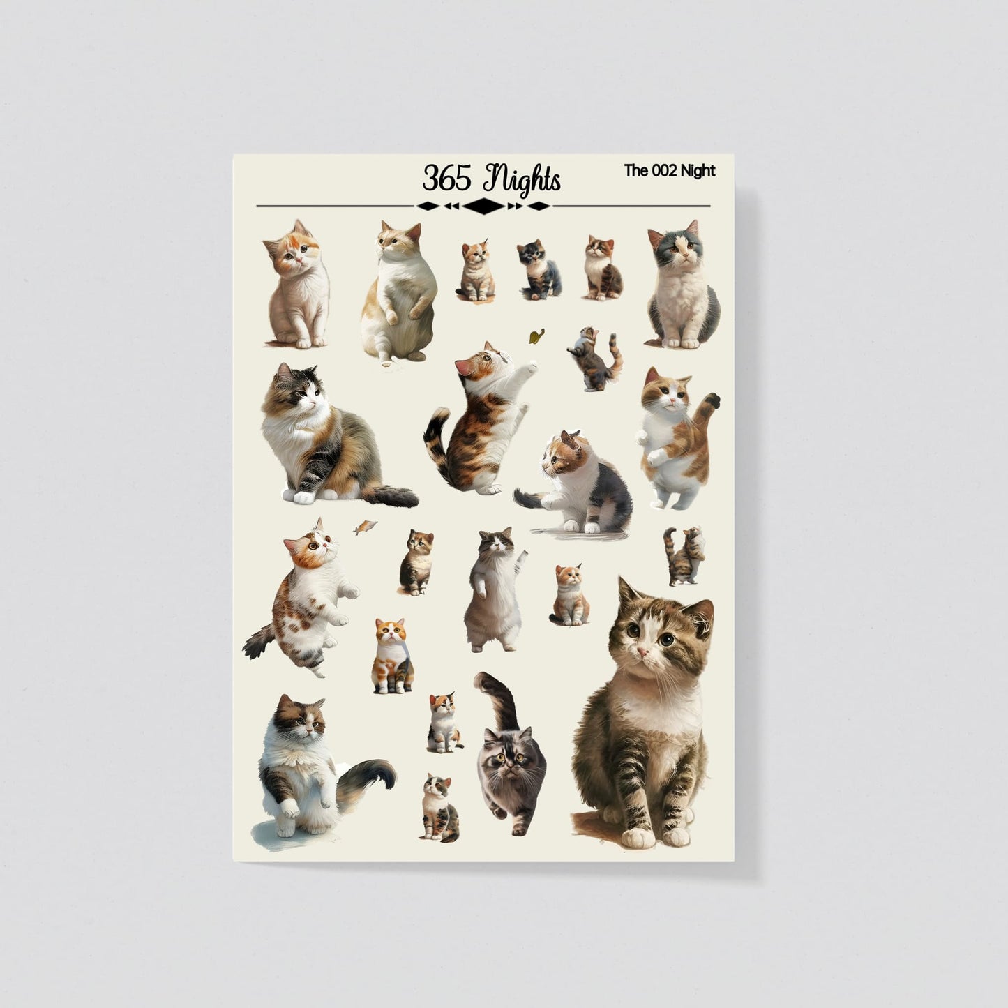 Kitten Washi Sticker - Cats Washi Sticker Pack A6 size Pre-cut sheet