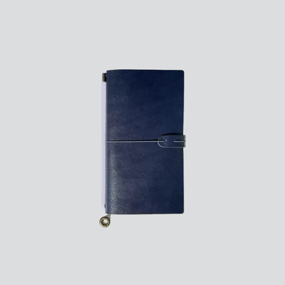 Personalizable Leather Travel Journal - L Size Blue