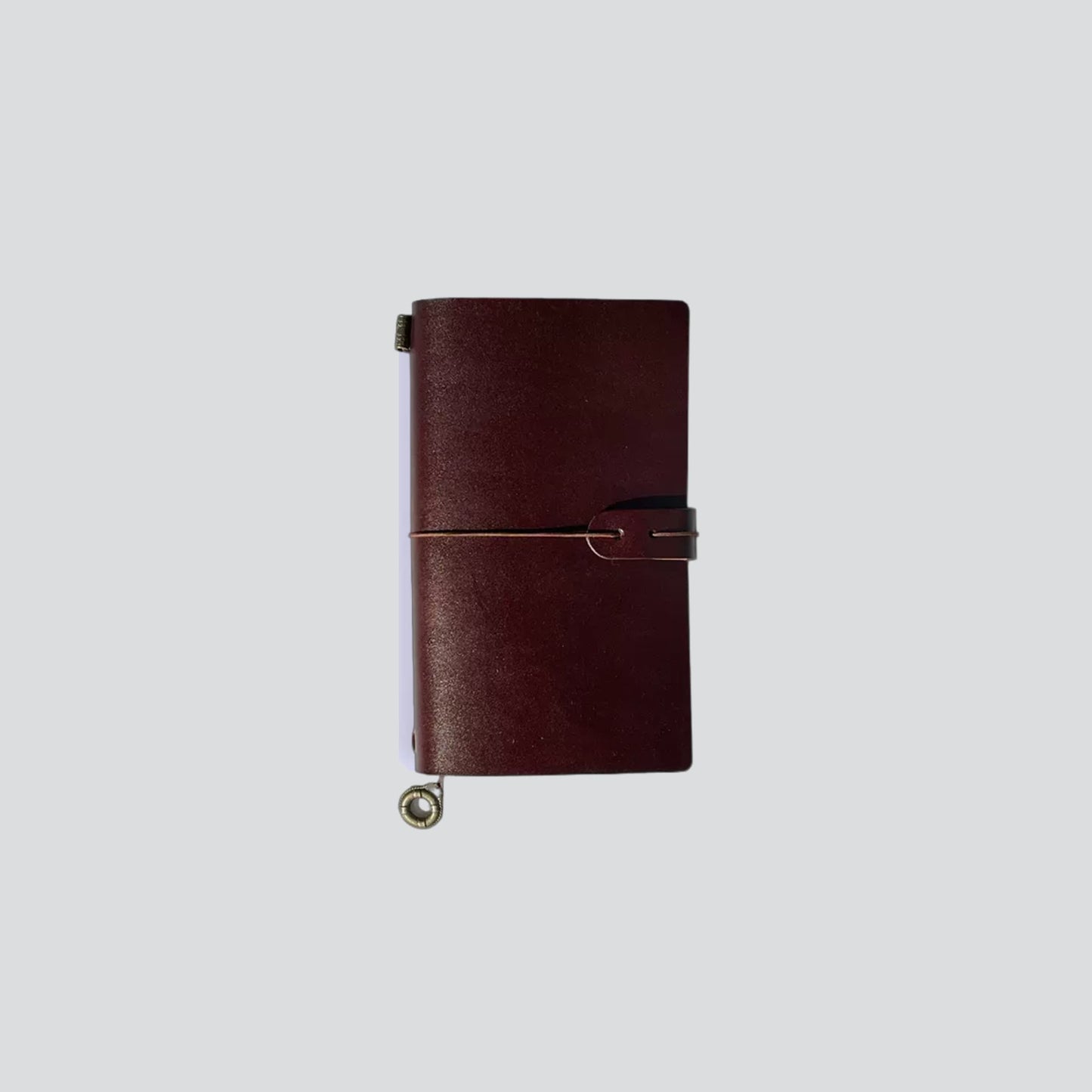 Personalizable Leather Travel Journal - M size brown color