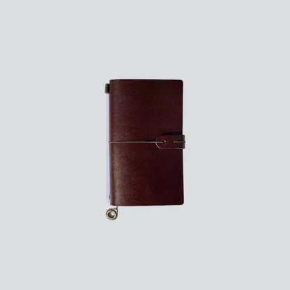 Personalizable Leather Travel Journal - M size brown color