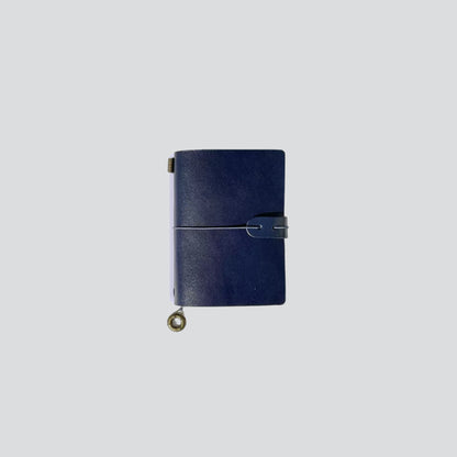 Personalizable Leather Travel Journal - S size Blue color
