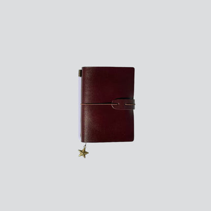 Personalizable Leather Travel Journal - S size Brown color