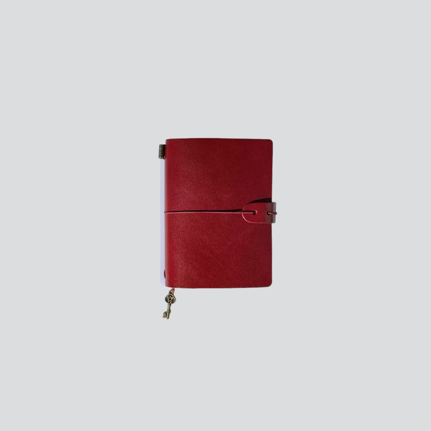 Personalizable Leather Travel Journal - S size Red color