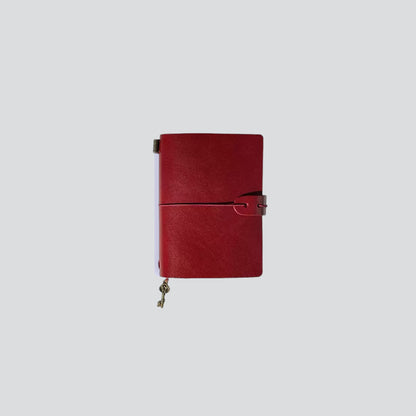 Personalizable Leather Travel Journal - S size Red color
