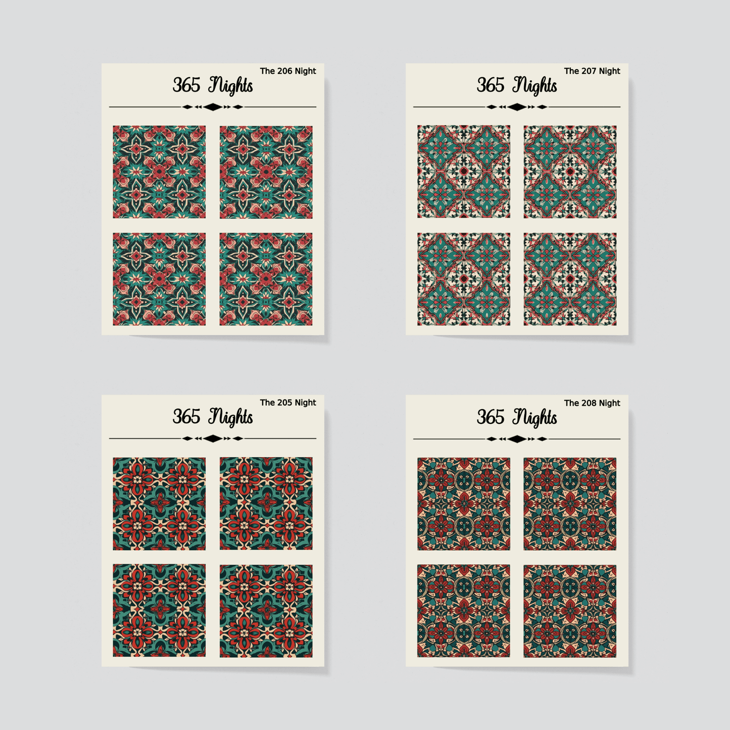 Red Green Mediterranean Tiles Washi Sticker - Journal Diary Background Sticker