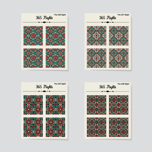 Red Green Mediterranean Tiles Washi Sticker - Journal Diary Background Sticker