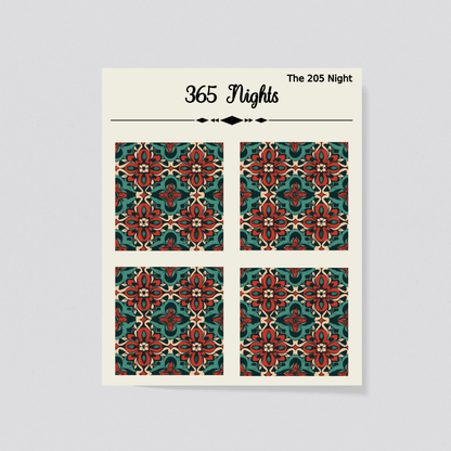 Red Green Mediterranean Tiles Washi Sticker - Journal Diary Background Sticker ARed Green Mediterranean Tiles Washi Sticker - Journal Diary Background Sticker B