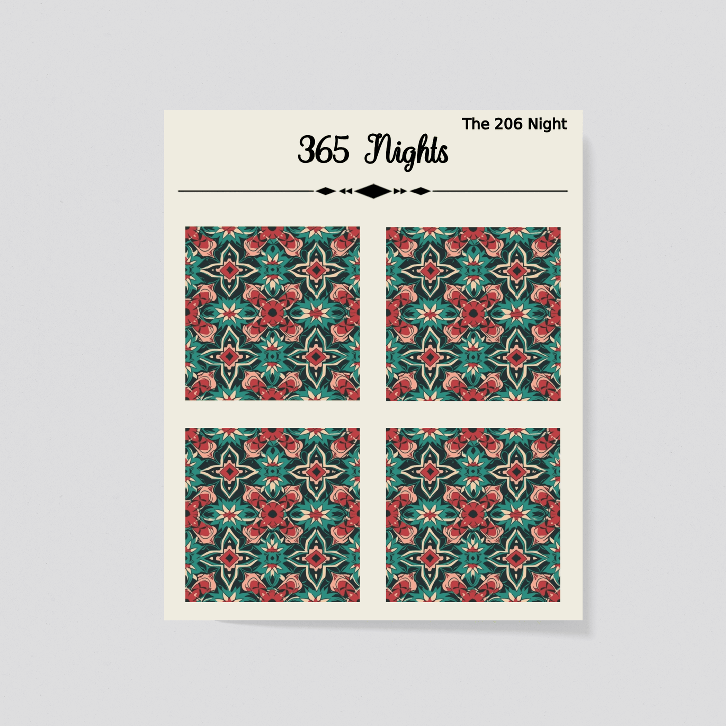 Red Green Mediterranean Tiles Washi Sticker - Journal Diary Background Sticker B