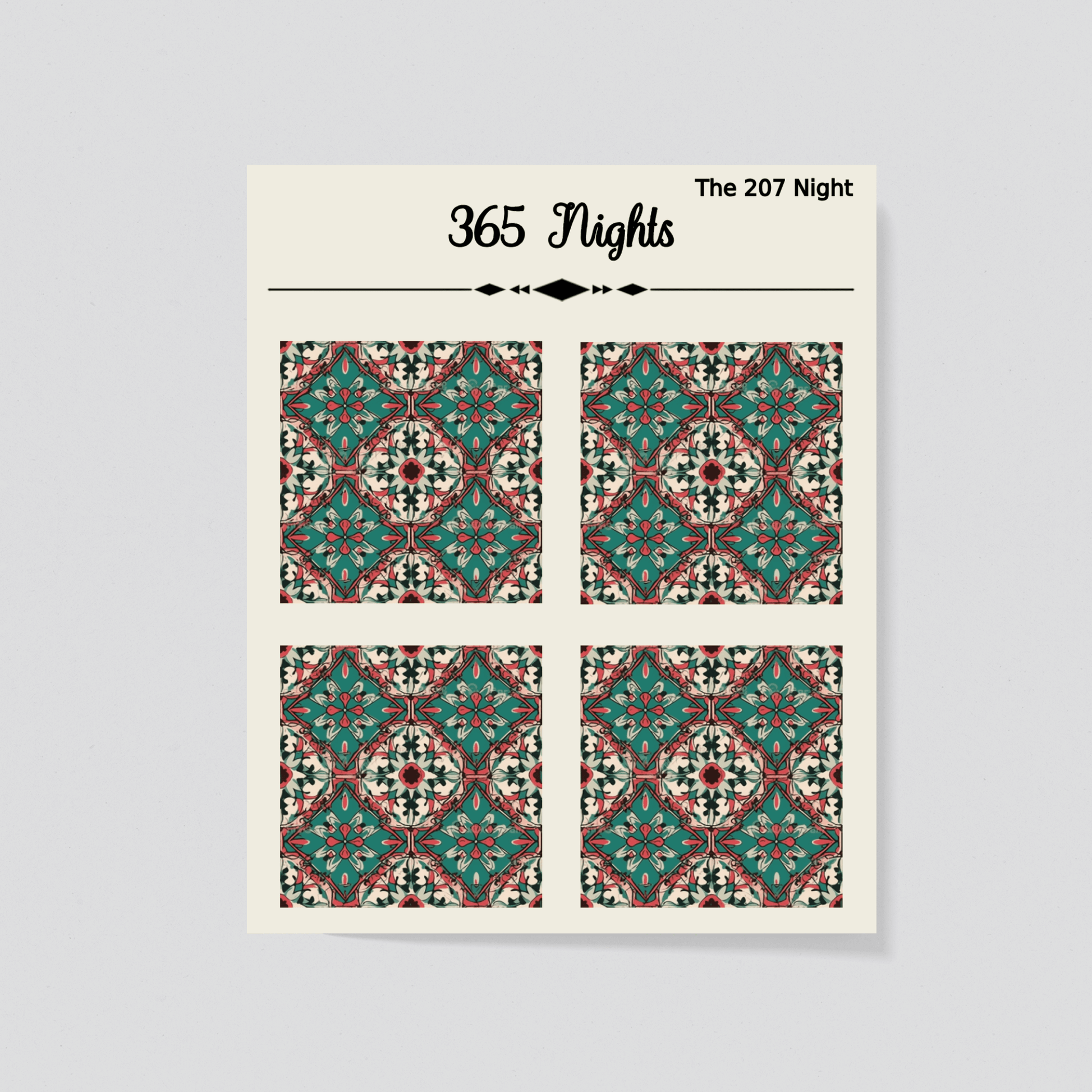 Red Green Mediterranean Tiles Washi Sticker - Journal Diary Background Sticker C