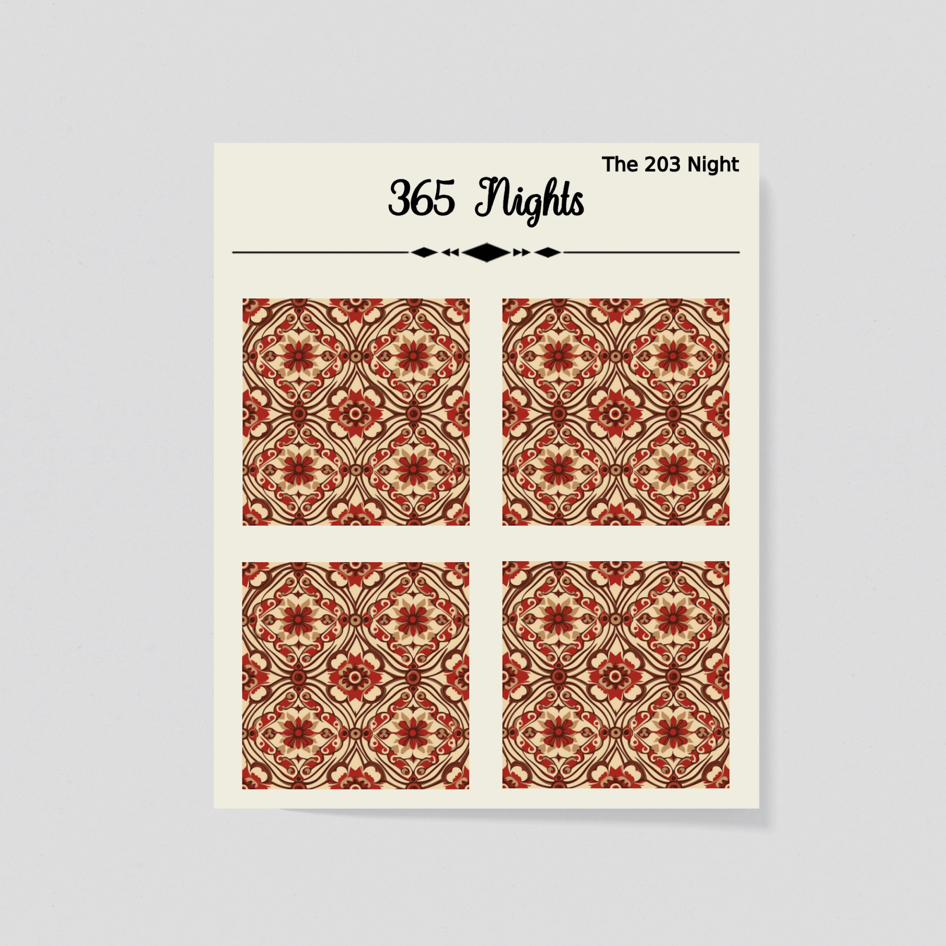 Red Mediterranean Tiles Washi Sticker - Scrapbooking Background Sticker C