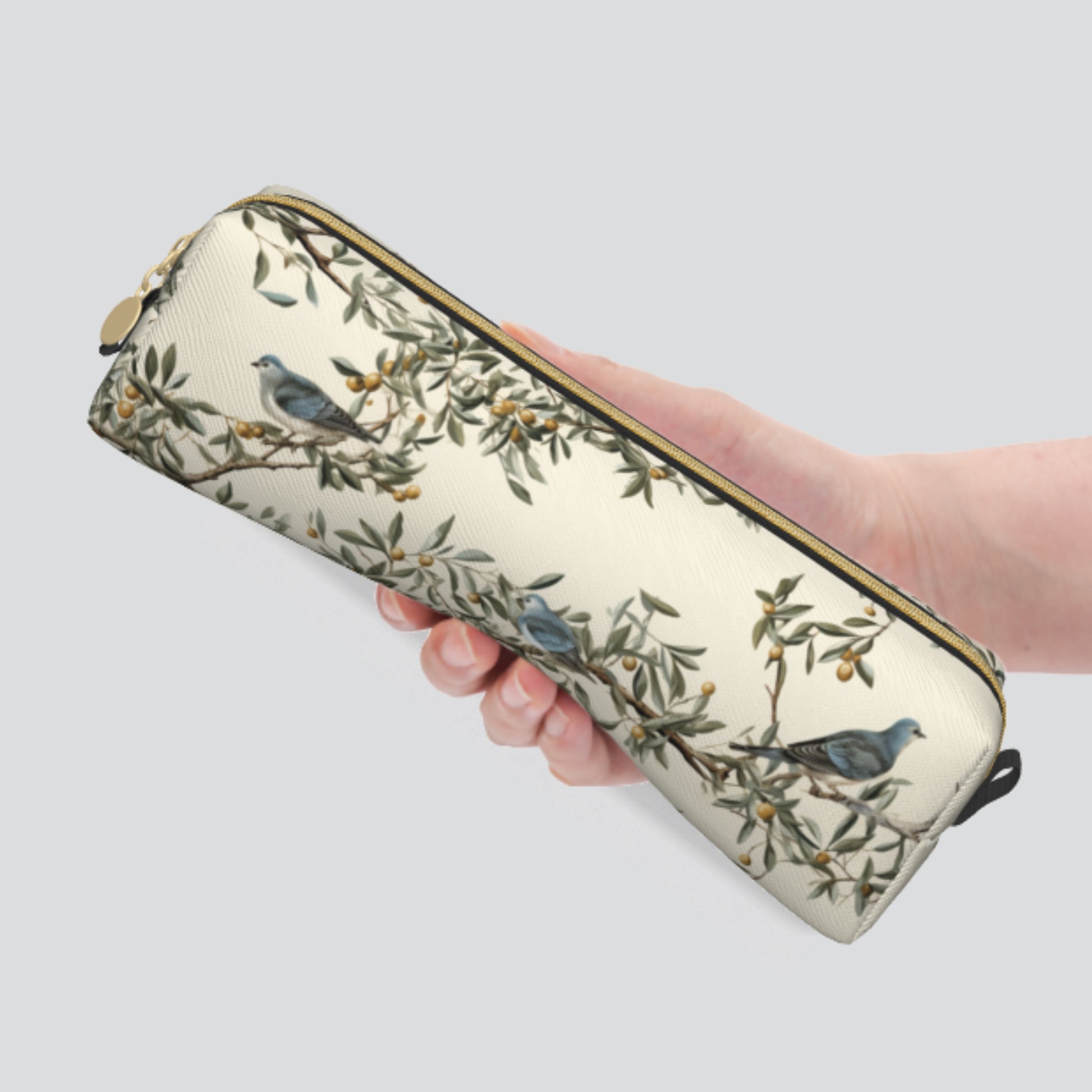 birds olive tree Pattern Eco-friendly Leather Pen case