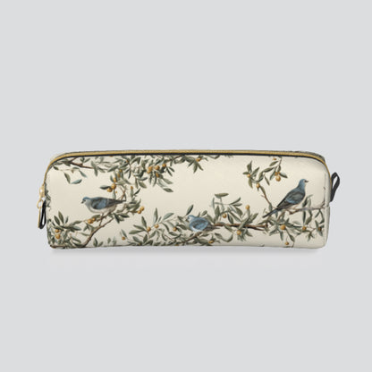 birds olive tree Pattern Vegan Leather Pen case