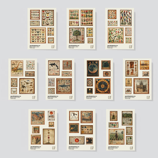 Vintage Wall Art Sticker Pack Antique Poster Mural Sticker Set