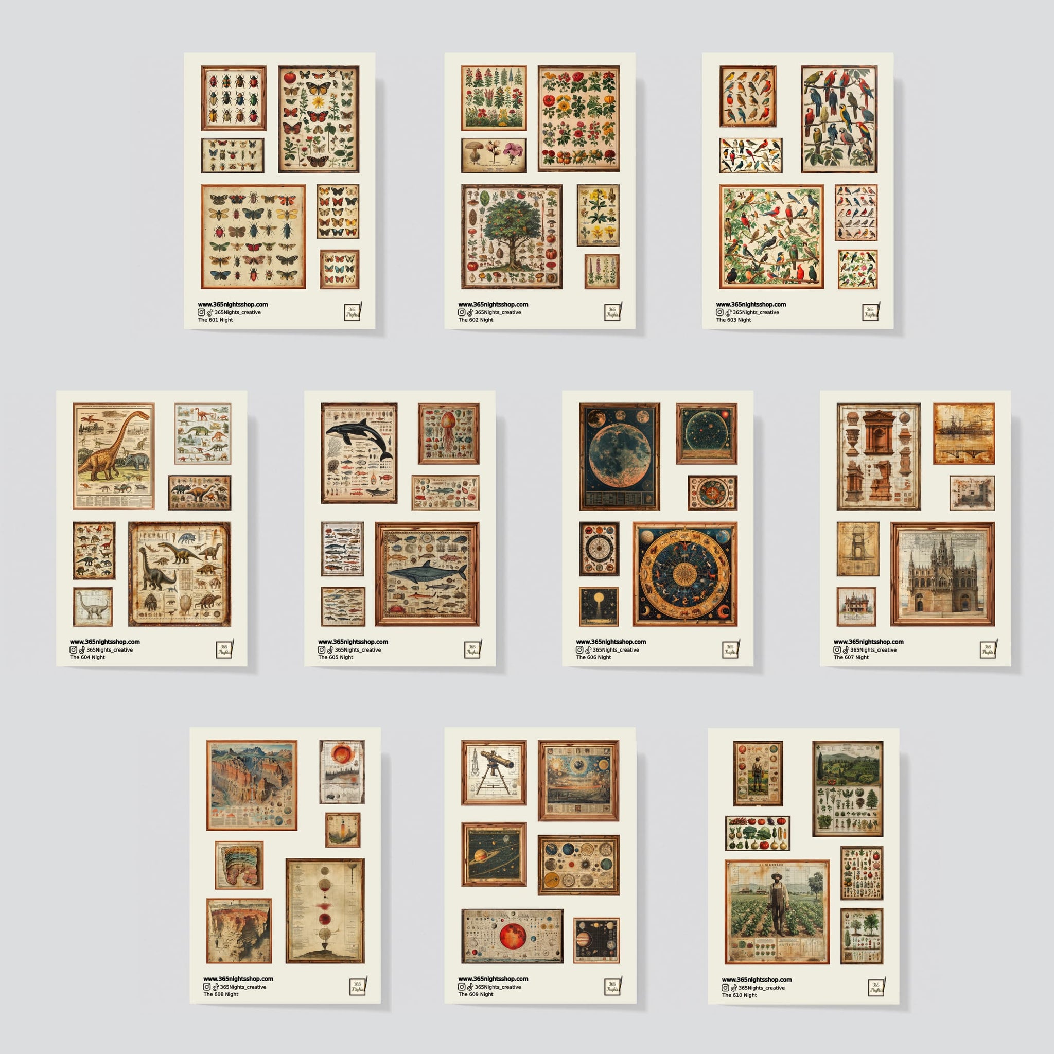 Vintage Wall Art Sticker Pack Antique Poster Mural Sticker Set