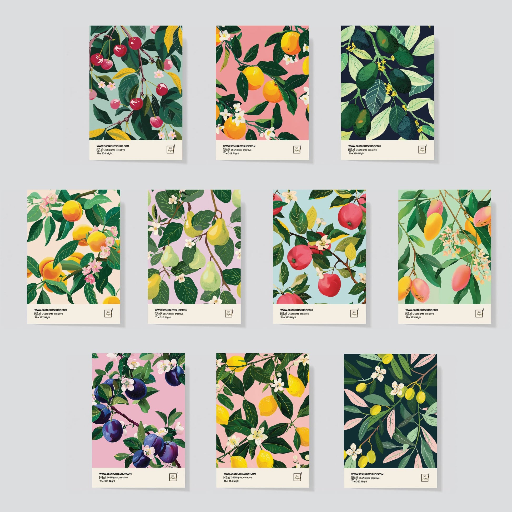 washi sticker set of fruit trees